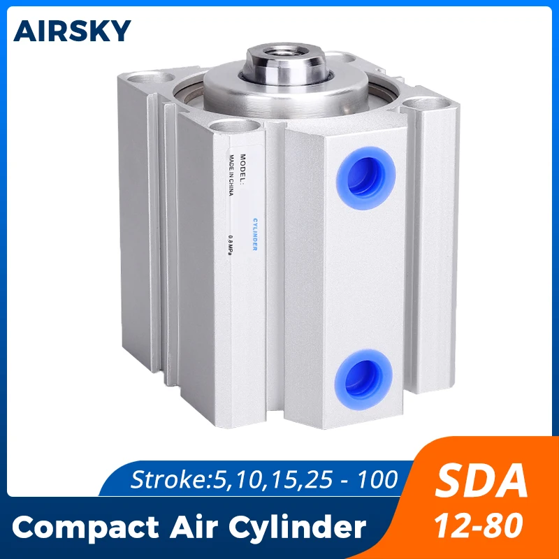 SDA Pneumatic Cylinder 12/16/20/25/32/40/50/63/80/100 Bore Double Acting 5-100mm Stroke Compact Thin Air Cylinders
SDA Pneumatic Cylinder 12/16/20/25/32/40/50/63/80/100 Bore Double Acting 5-100mm Stroke Compact Thin Air Cylinders