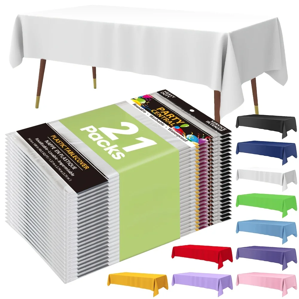 21-Piece Disposable Plastic Tablecloth Set – 54 x 108 Inch Rectangular Covers for Everyday Use, Leak-Resistant & Tear-Resistant Design, White and Black Dual-Tone Pack for Home, Parties, and Gatherings
21-Piece Disposable Plastic Tablecloth Set – 54 x 108 Inch Rectangular Covers for Everyday Use, Leak-Resistant & Tear-Resistant Design, White and Black Dual-Tone Pack for Home, Parties, and Gatherings
