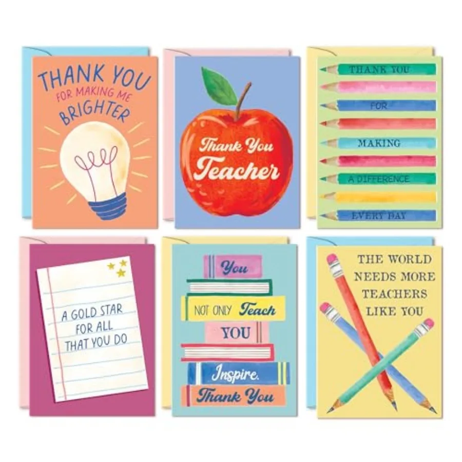 Teacher Thank You Cards Set Of 24 4x5.5" Cards With Envelopes and Storage Box 6 Classroom Designs With 3 Inside Messages For Te
Teacher Thank You Cards Set Of 24 4x5.5" Cards With Envelopes and Storage Box 6 Classroom Designs With 3 Inside Messages For Te