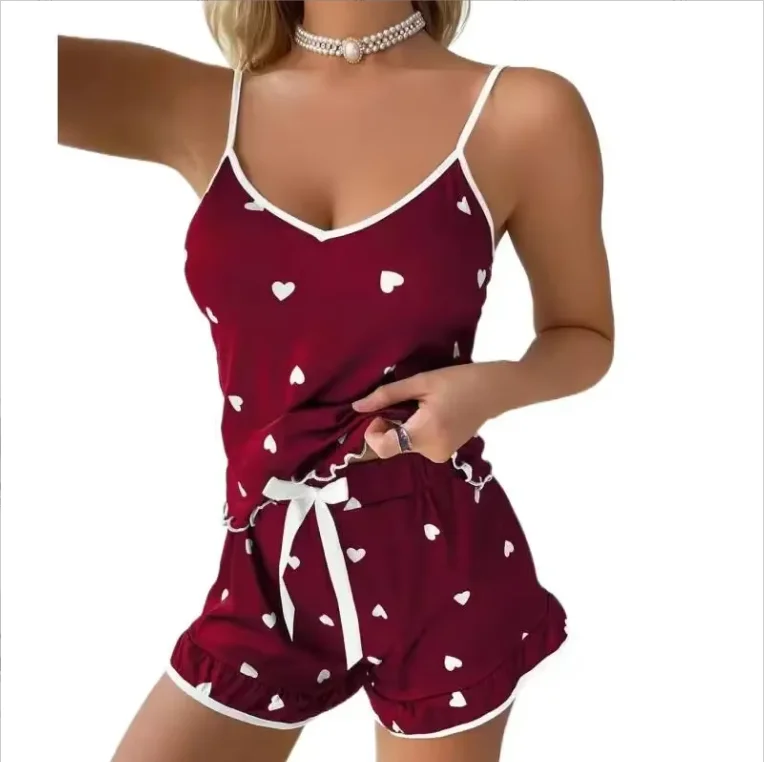 SURI Women's Two-Piece V-Neck Suspender Lace Lace Printed Top and Shorts L XL XXL Casual Printed Pajama Set Sleeveless Nightwear
SURI Women's Two-Piece V-Neck Suspender Lace Lace Printed Top and Shorts L XL XXL Casual Printed Pajama Set Sleeveless Nightwear