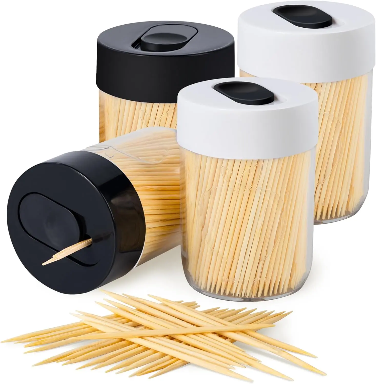 Sturdy Toothpick Holder with 1600 Natural Wood Toothpicks for Teeth Cleaning, Home Decor Gift, 4 Pack (Black+White)
Sturdy Toothpick Holder with 1600 Natural Wood Toothpicks for Teeth Cleaning, Home Decor Gift, 4 Pack (Black+White)