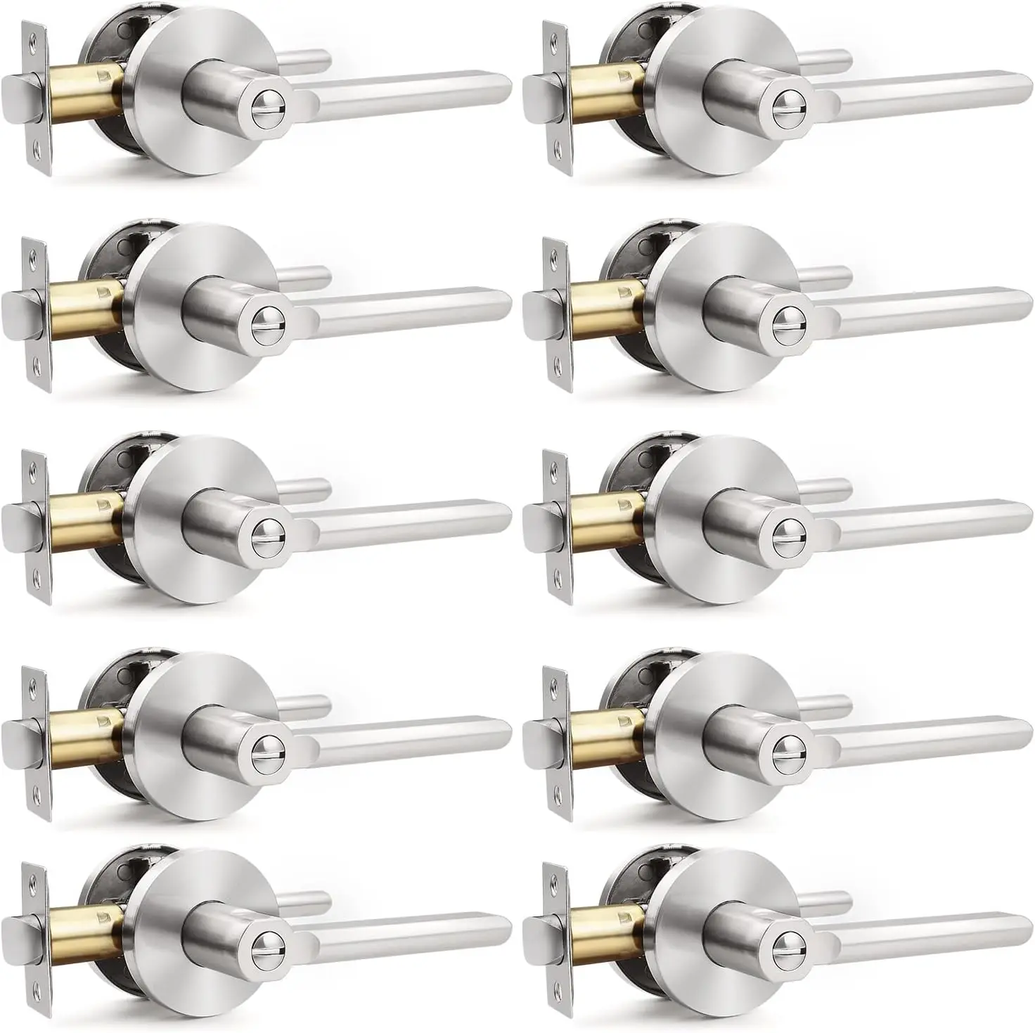 Privacy Door Lever for Bedroom Bathroom - Satin Nickel Flat Handle with Lock Function, Contractor Pack of 10
Privacy Door Lever for Bedroom Bathroom - Satin Nickel Flat Handle with Lock Function, Contractor Pack of 10