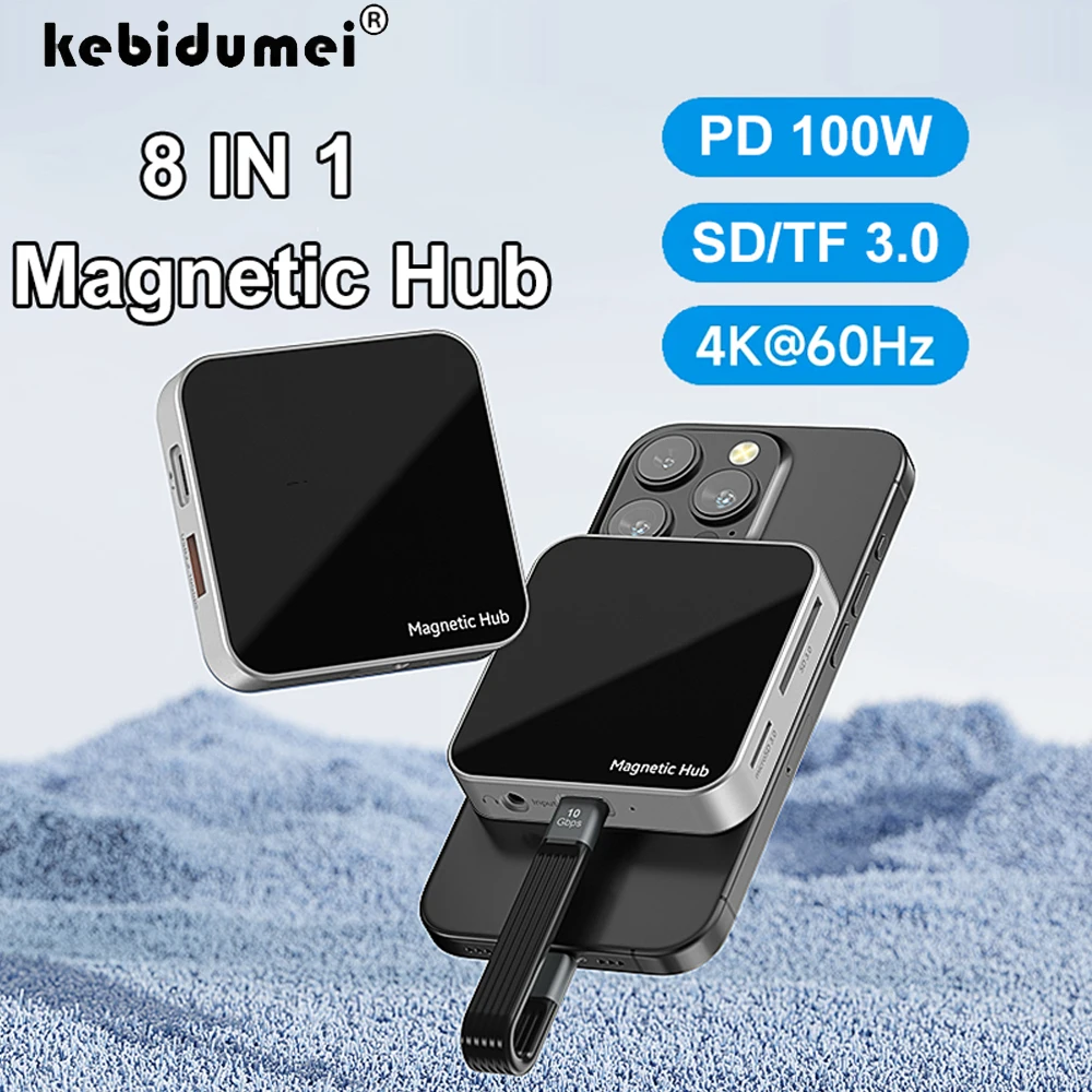 Magnetic USB C Hub Type-C Multiport Adapter Docking Station 4K HDMI 100W PD Adapter For Macbook Phone 16/15 Pro
Magnetic USB C Hub Type-C Multiport Adapter Docking Station 4K HDMI 100W PD Adapter For Macbook Phone 16/15 Pro
