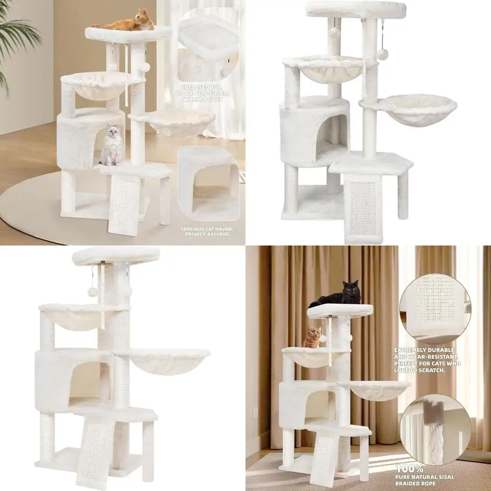 Трехуровневый кошачий комплекс с домиком, когтеточкой и двумя гамаками, бежевый
Трехуровневый кошачий комплекс с домиком, когтеточкой и двумя гамаками, бежевый