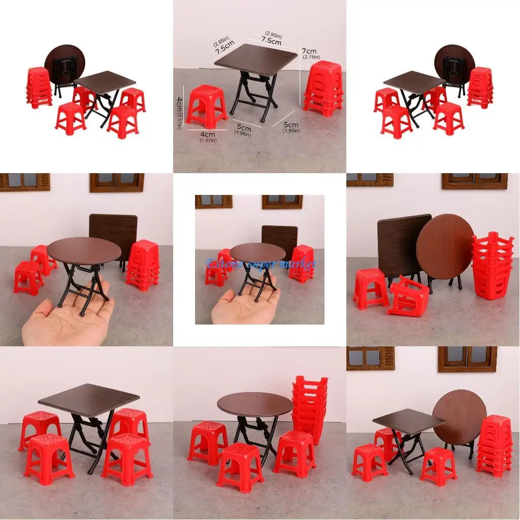 090B Коллекция миниатюрной мебели Складной обеденный стол и табуретки для кукольного дома
090B Коллекция миниатюрной мебели Складной обеденный стол и табуретки для кукольного дома