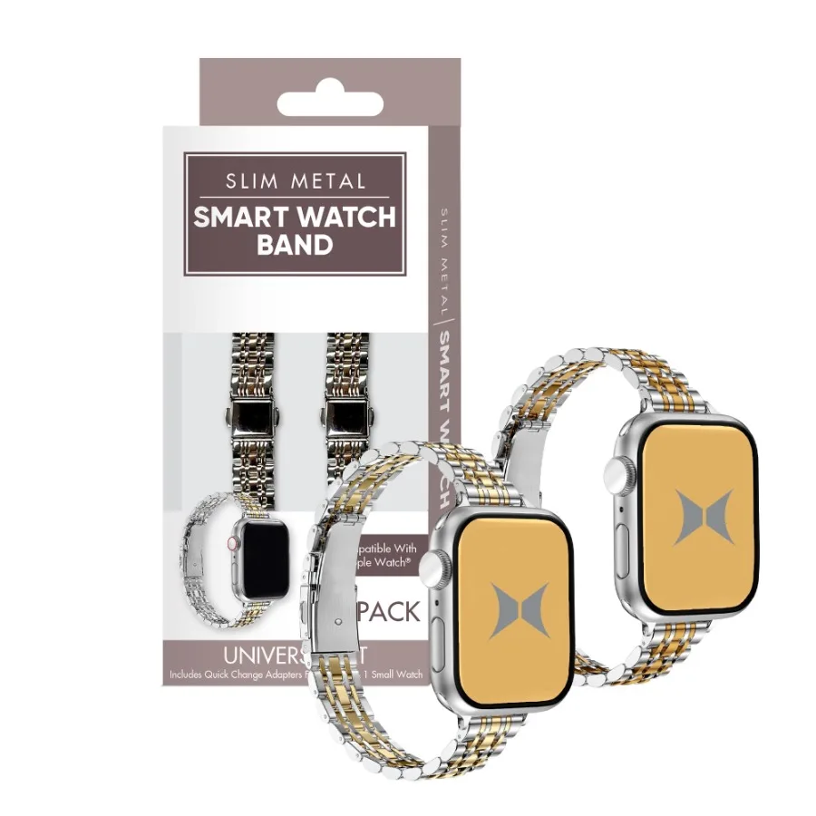 Trendy Metal Smart Watch Band 2-Pack Compatible with Apple Watch, Universal Fit with Quick Change Adapters, Lightweight Stainle
Trendy Metal Smart Watch Band 2-Pack Compatible with Apple Watch, Universal Fit with Quick Change Adapters, Lightweight Stainle
