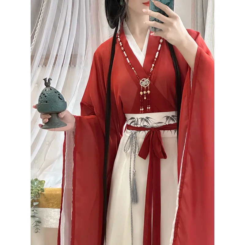 Ethereal Chinese Han Elements Outfit Cross Collar Big Sleeve Hanfu Set Spring Summer
Ethereal Chinese Han Elements Outfit Cross Collar Big Sleeve Hanfu Set Spring Summer