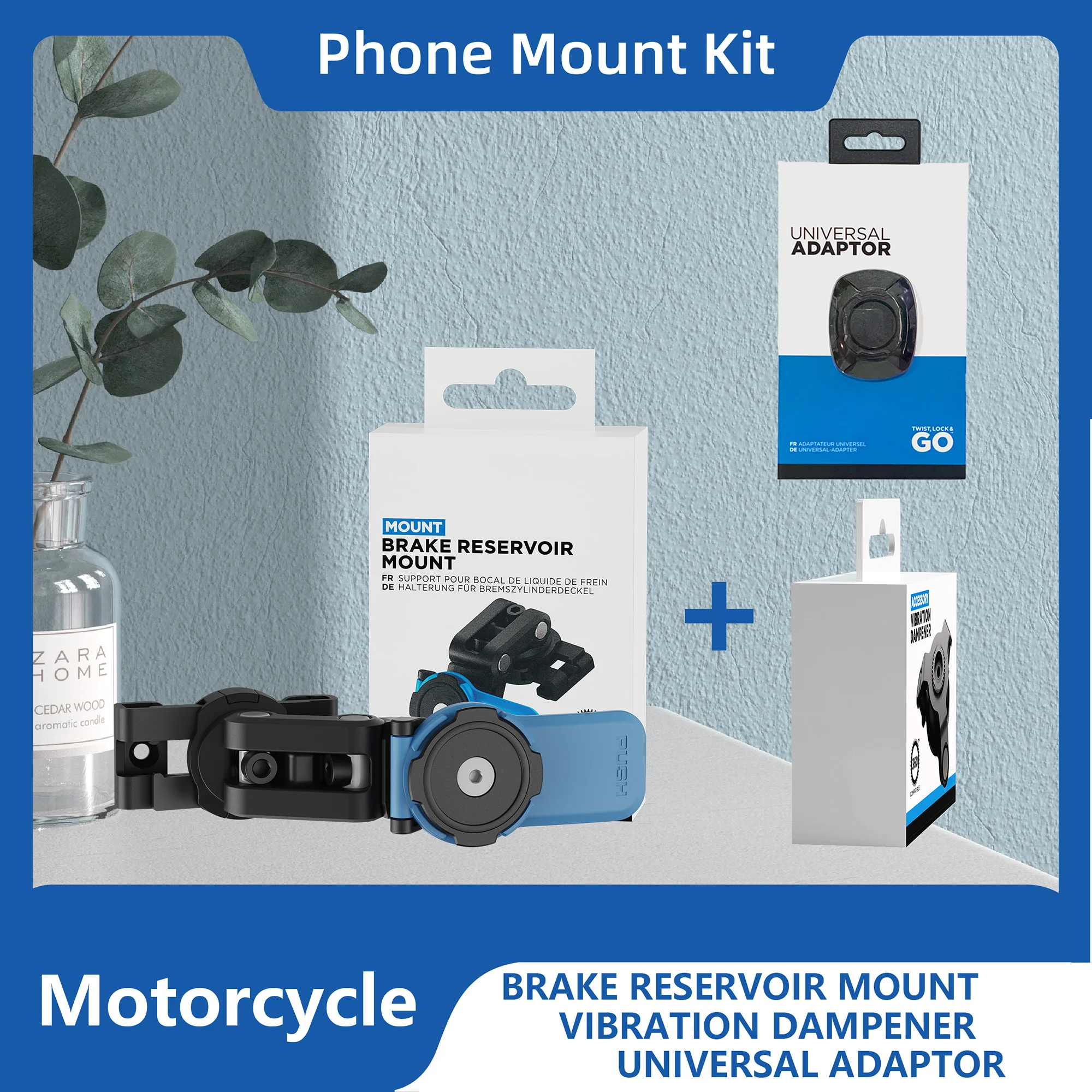 Комплект крепления для телефона на мотоцикле — крепление для тормозного сброса, демпфер вибрации и универсальный адаптер
Комплект крепления для телефона на мотоцикле — крепление для тормозного сброса, демпфер вибрации и универсальный адаптер