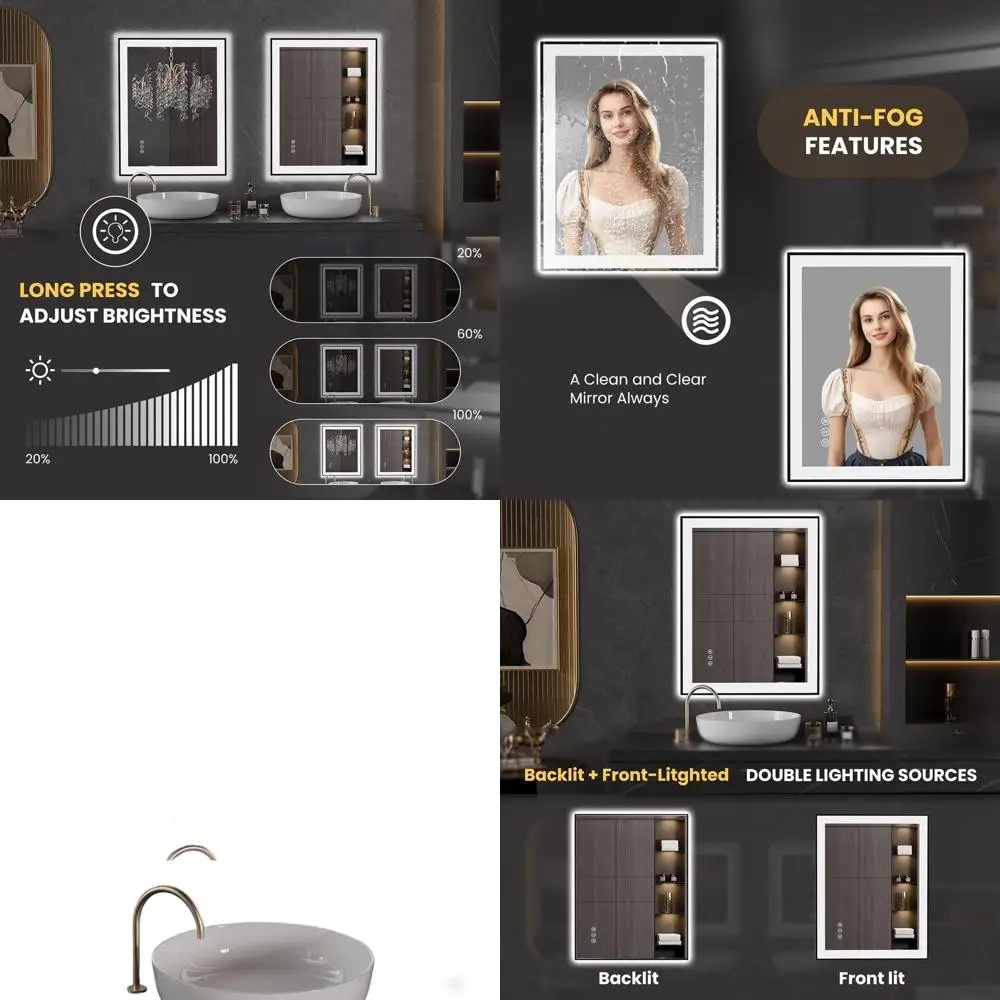 Противотуманное светодиодное зеркало для ванной комнаты с черной рамкой, регулируемое освещение, закаленное стекло, настенное косметическое зеркало с функцией памяти
Противотуманное светодиодное зеркало для ванной комнаты с черной рамкой, регулируемое освещение, закаленное стекло, настенное косметическое зеркало с функцией памяти