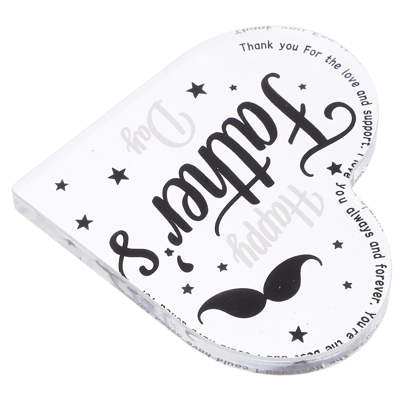 Father's Day Acrylic Heart Shaped Table Decoration Transparent Heart Ornament Desk Plaque Tabletop Display Father's Day Plaque 
Father's Day Acrylic Heart Shaped Table Decoration Transparent Heart Ornament Desk Plaque Tabletop Display Father's Day Plaque