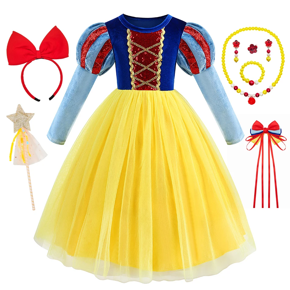 Snow White Long Sleeves Velvet Princess Dress Girls Halloween Cosplay Party Stage Costume Kids Birthday Carnival Elegant Gown
Snow White Long Sleeves Velvet Princess Dress Girls Halloween Cosplay Party Stage Costume Kids Birthday Carnival Elegant Gown