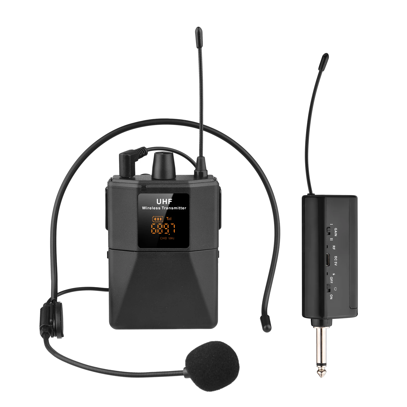 UHF Wireless Headset Microphone System with Transmitter Receiver LED Display Bodypack Mic for Teaching Presentations
UHF Wireless Headset Microphone System with Transmitter Receiver LED Display Bodypack Mic for Teaching Presentations