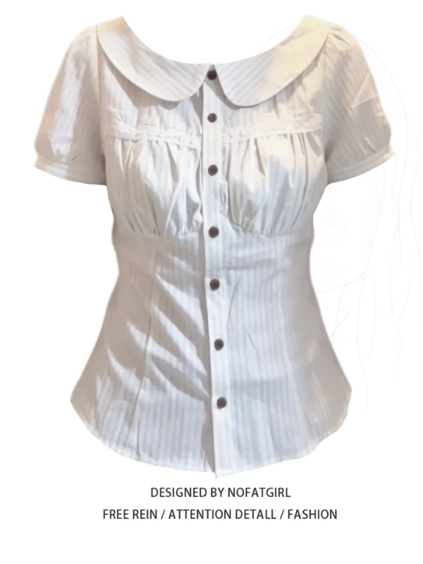 plus Size Women's Chic Striped Lace Bubble Sleeve Shirt Korean Style Breathable Polyester Fiber Short Sleeve Commute Wind
plus Size Women's Chic Striped Lace Bubble Sleeve Shirt Korean Style Breathable Polyester Fiber Short Sleeve Commute Wind
