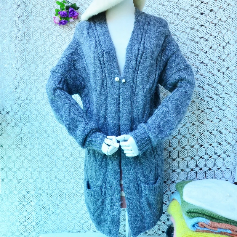 Ladies Women Spring Autumn Fashion Jacquard Hairy Fuzzy Mohair Wool Knitted Long Sleeves Medium Long Loose Cardigans Mantle Pull
Ladies Women Spring Autumn Fashion Jacquard Hairy Fuzzy Mohair Wool Knitted Long Sleeves Medium Long Loose Cardigans Mantle Pull