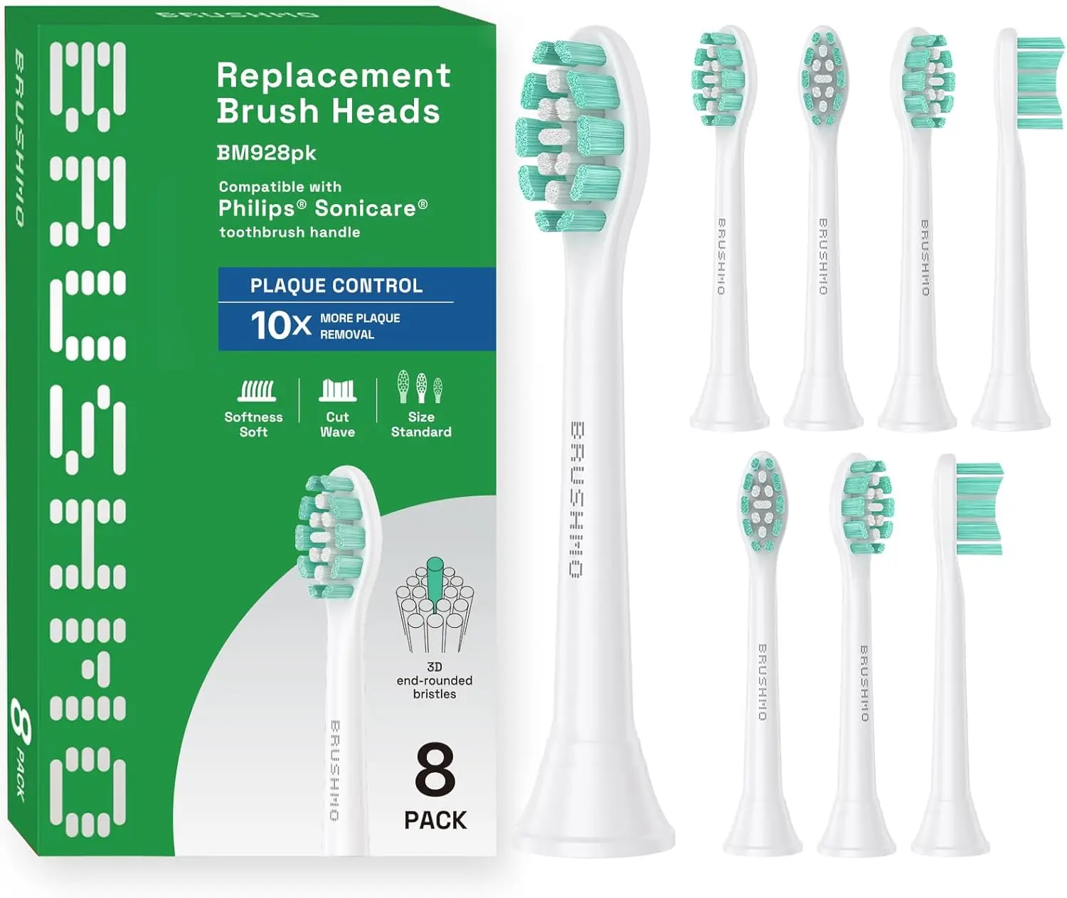 8 Pack Replacement Toothbrush Heads, Compatible with Philips Sonicare Click-On, Soft Bristles, White
8 Pack Replacement Toothbrush Heads, Compatible with Philips Sonicare Click-On, Soft Bristles, White