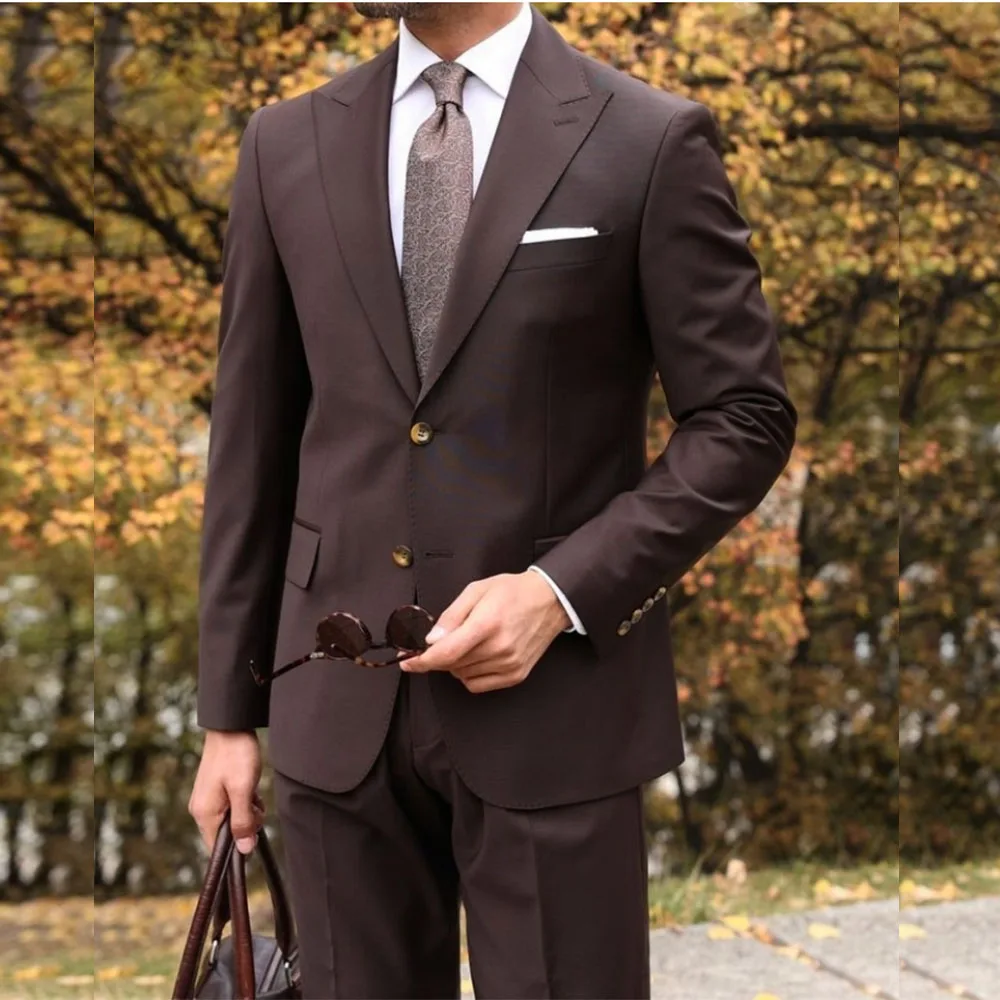 Formal Brown Slim Fit Men's Suits Blazer Elegant Single Breasted Peak Lapel Skinny Male Clothing Prom Party Wedding Clothing
Formal Brown Slim Fit Men's Suits Blazer Elegant Single Breasted Peak Lapel Skinny Male Clothing Prom Party Wedding Clothing