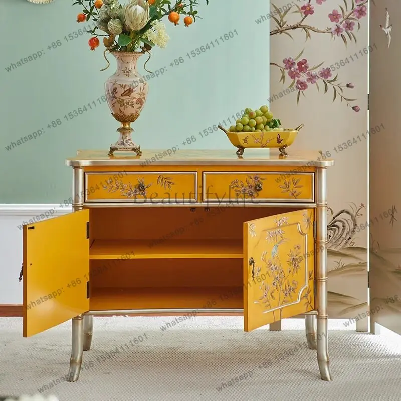 French retro painted shoe cabinet golden bamboo art hand-painted side cabinet
French retro painted shoe cabinet golden bamboo art hand-painted side cabinet