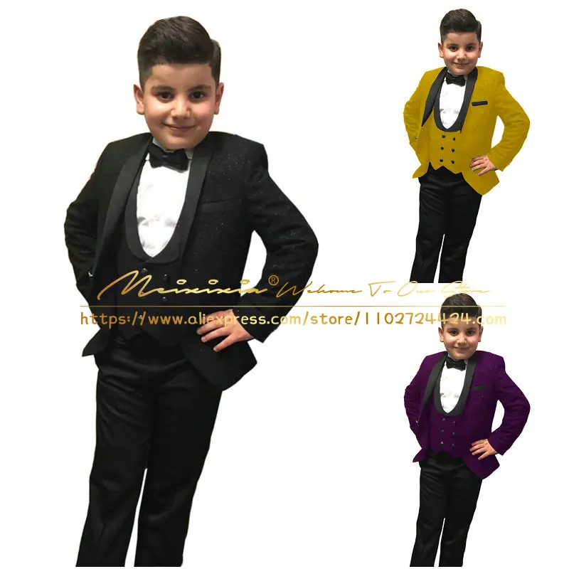 Black Shiny Boy Formal Suits Dinner Tuxedos Flower Boys Groomsmen Kids For Wedding Party Evening Suit Wear (Jacket+Vest+Pant)
Black Shiny Boy Formal Suits Dinner Tuxedos Flower Boys Groomsmen Kids For Wedding Party Evening Suit Wear (Jacket+Vest+Pant)