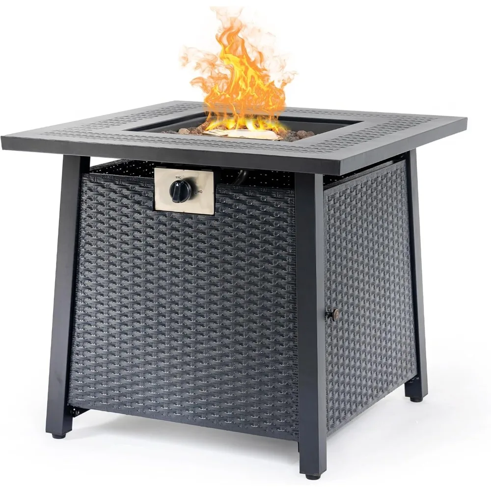 28" Square Black Propane Fire Pit Table - Gas Fire Pit w/Lid, Lava Rock & Steel Base - 50K BTU Outdoor Patio Fireplace
28" Square Black Propane Fire Pit Table - Gas Fire Pit w/Lid, Lava Rock & Steel Base - 50K BTU Outdoor Patio Fireplace