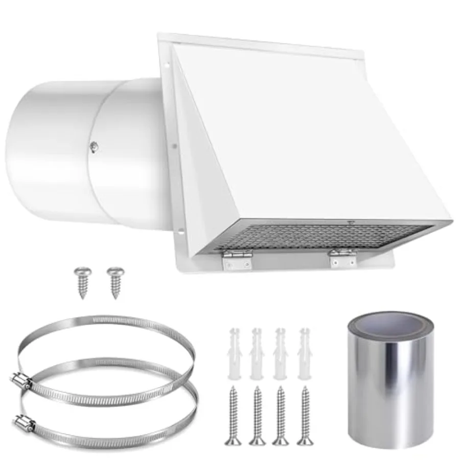 Wall Vent Cover with Hood Screen Damper Outside Exhaust Vent for Home Galvanized Steel Dryer Vent Cover for Outdoor Kitchen and
Wall Vent Cover with Hood Screen Damper Outside Exhaust Vent for Home Galvanized Steel Dryer Vent Cover for Outdoor Kitchen and