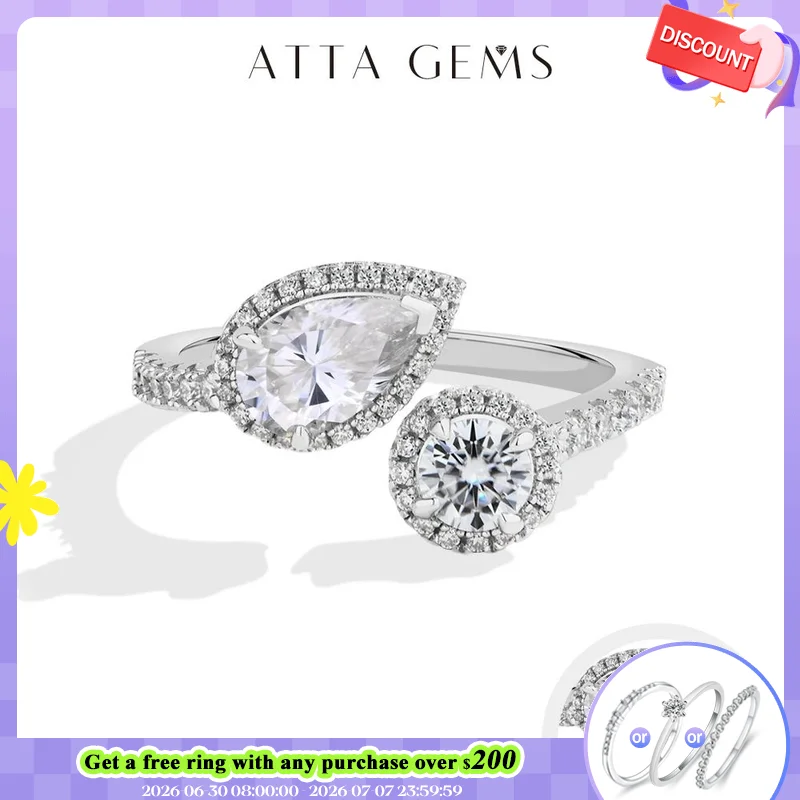 ATTAGEMS Luxury Pear Cut Moissanite Open Rings For Women Real s925 Silver Two Stone Engagement Band Bridal Promise Jewelry Gifts
ATTAGEMS Luxury Pear Cut Moissanite Open Rings For Women Real s925 Silver Two Stone Engagement Band Bridal Promise Jewelry Gifts