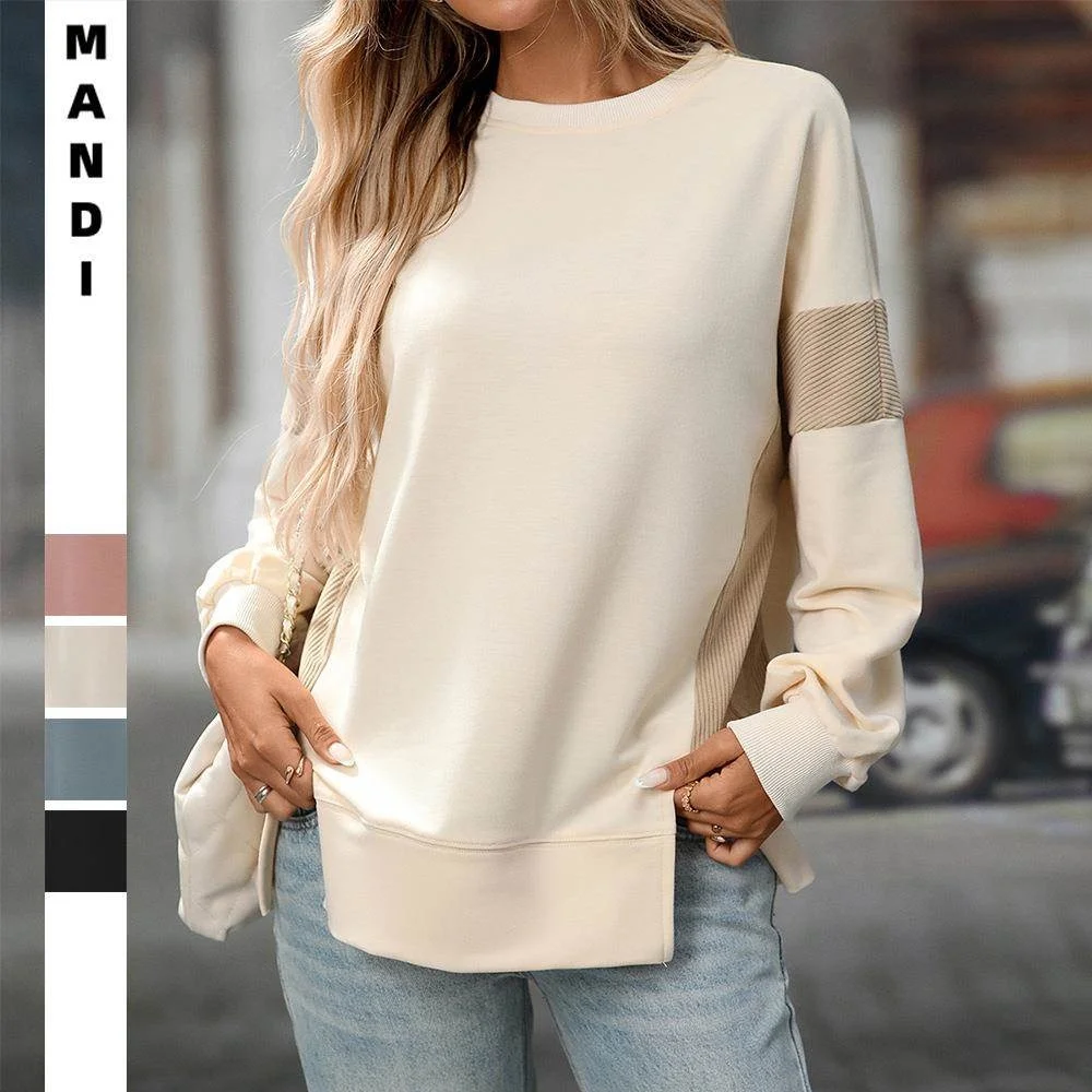 Loose Fit round Neck Color Block Sweatshirt Versatile Autumn Winter Women's Casual Fashion Cross-Border T-Shirt Style Top
Loose Fit round Neck Color Block Sweatshirt Versatile Autumn Winter Women's Casual Fashion Cross-Border T-Shirt Style Top