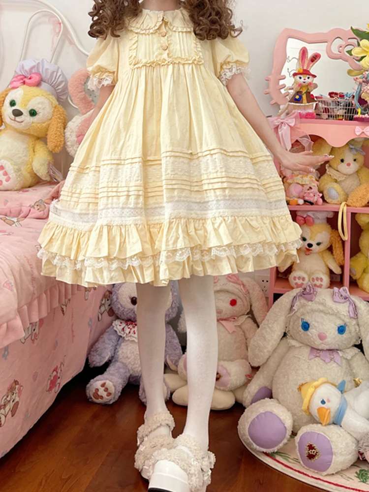 KIMOKOKM Vintage Prairie Chic Lolita Ruffled Lace Kawaii Peter Pan Collar Puff Sleeve Bow A-Line Princess Girly Japanese Dress
KIMOKOKM Vintage Prairie Chic Lolita Ruffled Lace Kawaii Peter Pan Collar Puff Sleeve Bow A-Line Princess Girly Japanese Dress