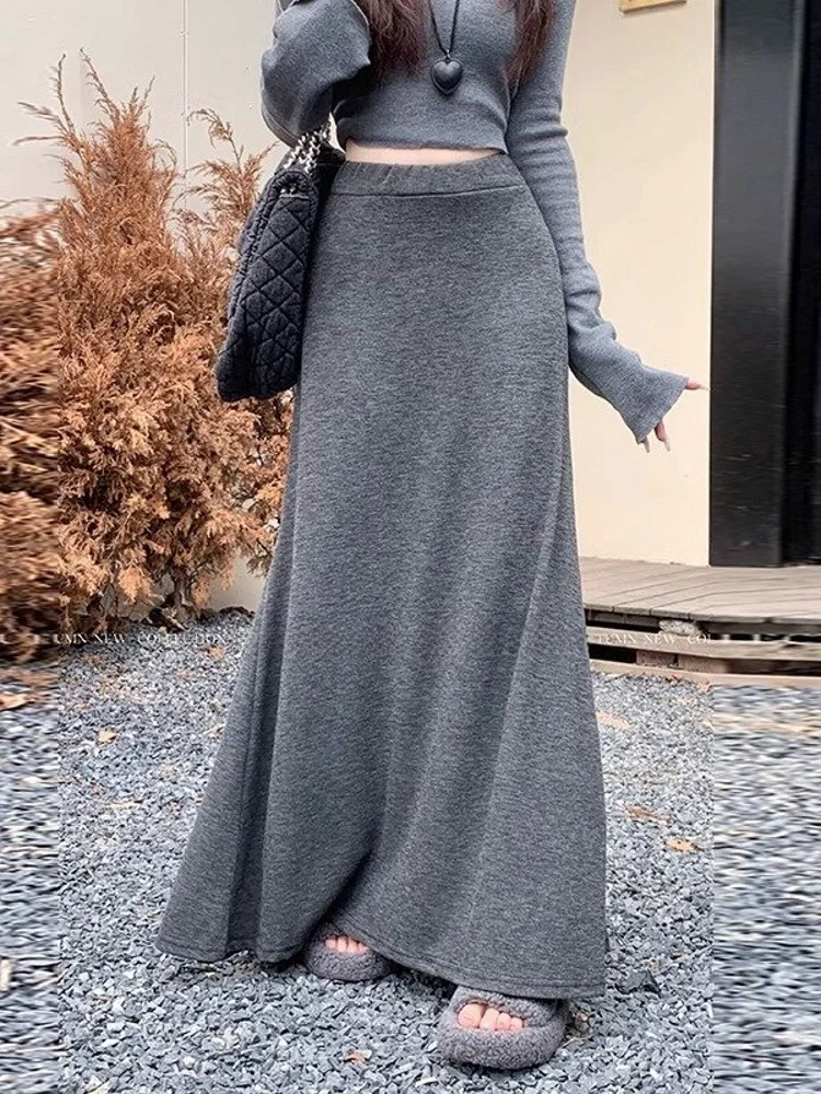 Модная женская длинная юбка А-силуэта с высокой талией, осенне-зимняя, больших размеров, стройнящая, струящаяся, в пол, в корейском стиле, для офиса
Модная женская длинная юбка А-силуэта с высокой талией, осенне-зимняя, больших размеров, стройнящая, струящаяся, в пол, в корейском стиле, для офиса