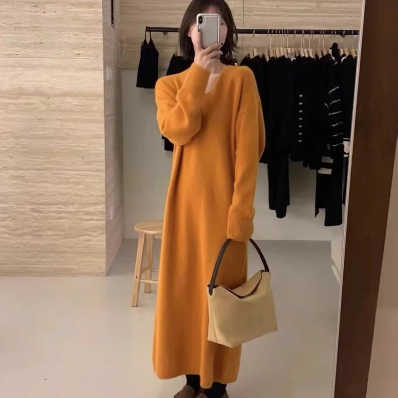 Autumn Winter New Fashion Long Sleeve Solid Round Neck Sweaters Women's Clothing Loose All-match Knitting Casual Trend Dresses
Autumn Winter New Fashion Long Sleeve Solid Round Neck Sweaters Women's Clothing Loose All-match Knitting Casual Trend Dresses