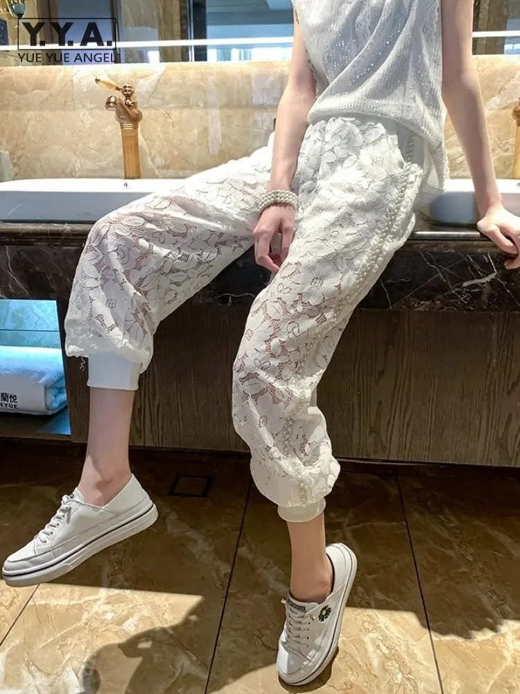 Summer New Casual Sweatpants Women Pants Elastic Waist Floral Patchwork Lace Harem Pants Breathable Female Trousers Size XL-6XL
Summer New Casual Sweatpants Women Pants Elastic Waist Floral Patchwork Lace Harem Pants Breathable Female Trousers Size XL-6XL