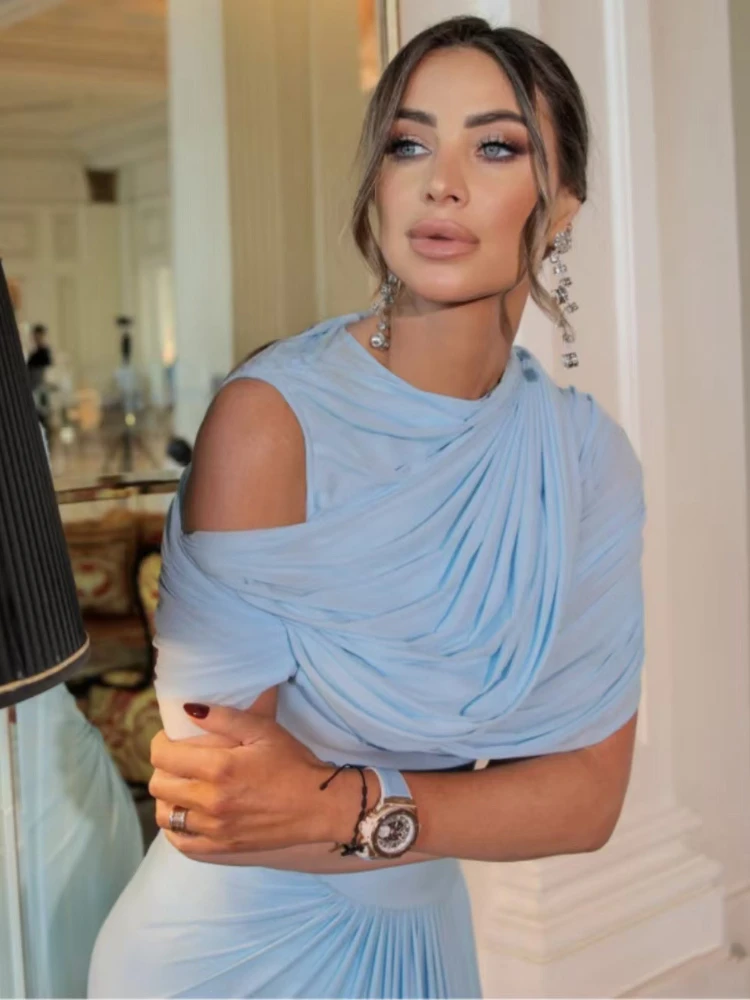 womens dresses Irregular Shawl Blue Pleated Fashion Turtleneck Slim Fit A-line Vestidos Lady High Street Elegant Robes longdress
womens dresses Irregular Shawl Blue Pleated Fashion Turtleneck Slim Fit A-line Vestidos Lady High Street Elegant Robes longdress