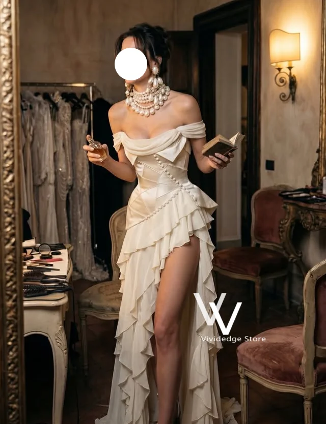 Luxurious White Evening Dresses Off-Shoulder Ruffled Asymmetrical Birthday Dress for Women prom dresses 2026 luxury Customized
Luxurious White Evening Dresses Off-Shoulder Ruffled Asymmetrical Birthday Dress for Women prom dresses 2026 luxury Customized