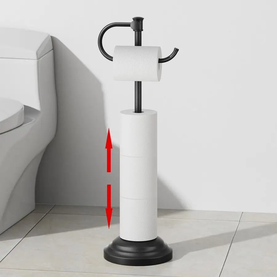 Toilet Paper Holder Stand for Floor, Matte Black Bathroom Free Standing Toilet Tissue Roll Holder with Storage, Adjustable 1725
Toilet Paper Holder Stand for Floor, Matte Black Bathroom Free Standing Toilet Tissue Roll Holder with Storage, Adjustable 1725