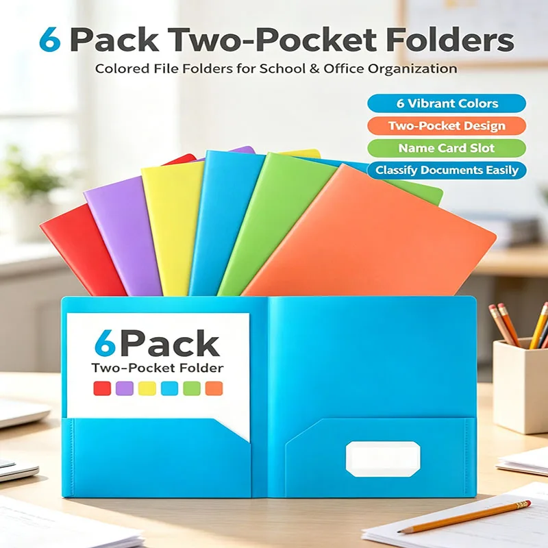 6 Pack Heavy Duty Two Pocket Plastic Folders, Assorted Pastel Colored File Folders, Back to School Office Document
6 Pack Heavy Duty Two Pocket Plastic Folders, Assorted Pastel Colored File Folders, Back to School Office Document