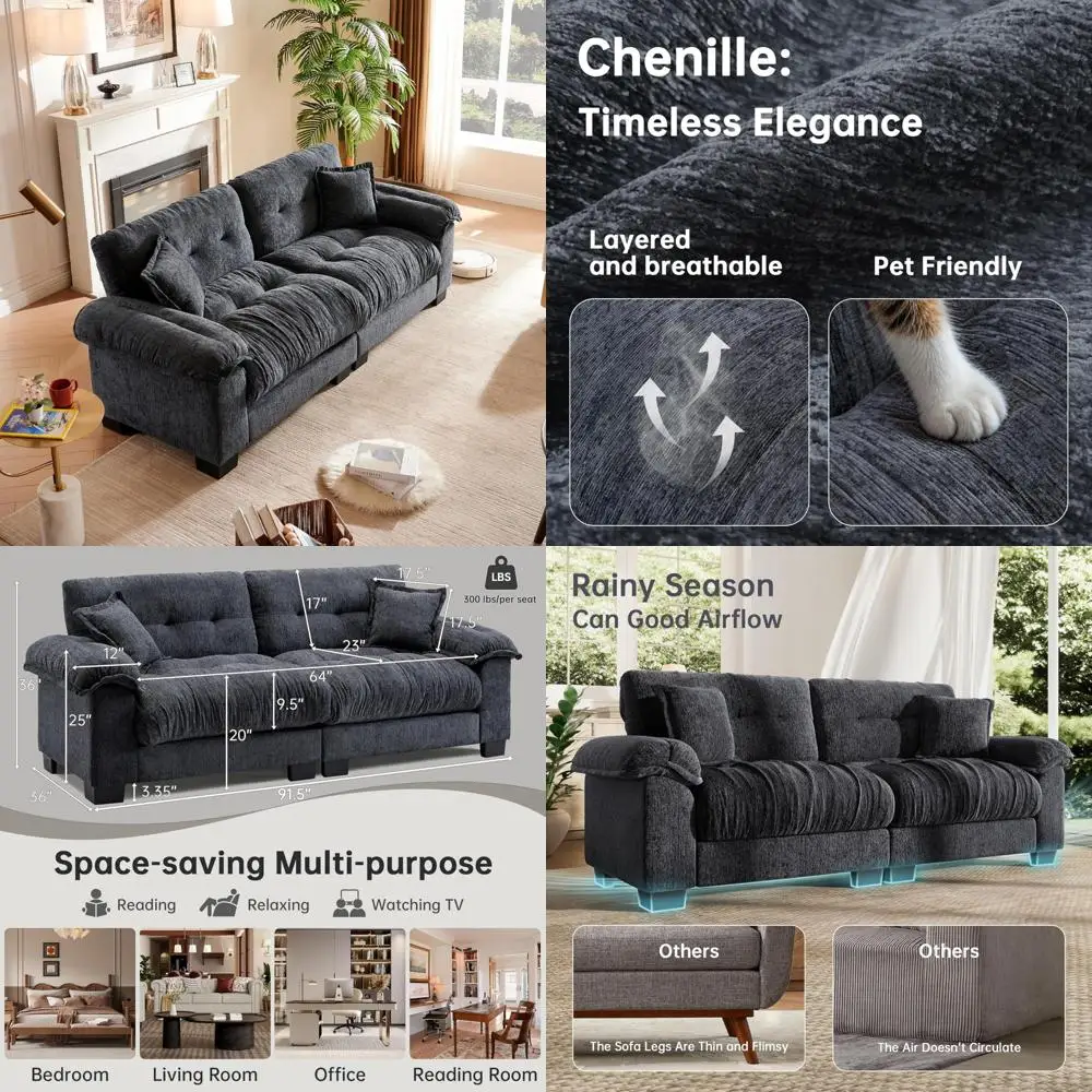 «Современный диван из синели в стиле облаков», удобный диван для гостиной, простая сборка, черный с широкими подлокотниками»
«Современный диван из синели в стиле облаков», удобный диван для гостиной, простая сборка, черный с широкими подлокотниками»