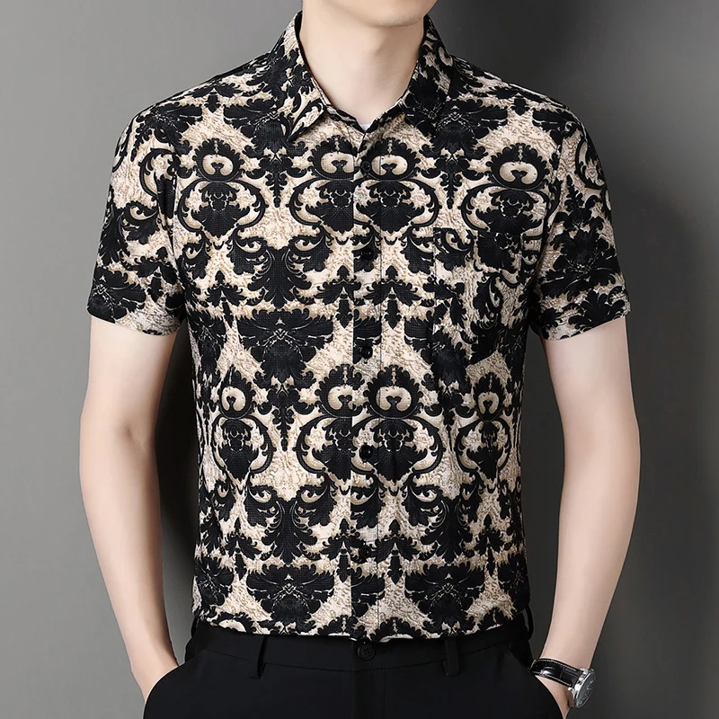 3D Print Silky Designer Shirts For Men Short Sleeve Cool Feeling Summer Quality Soft Comfortable Fashion Easy Care Chemise Homme
3D Print Silky Designer Shirts For Men Short Sleeve Cool Feeling Summer Quality Soft Comfortable Fashion Easy Care Chemise Homme