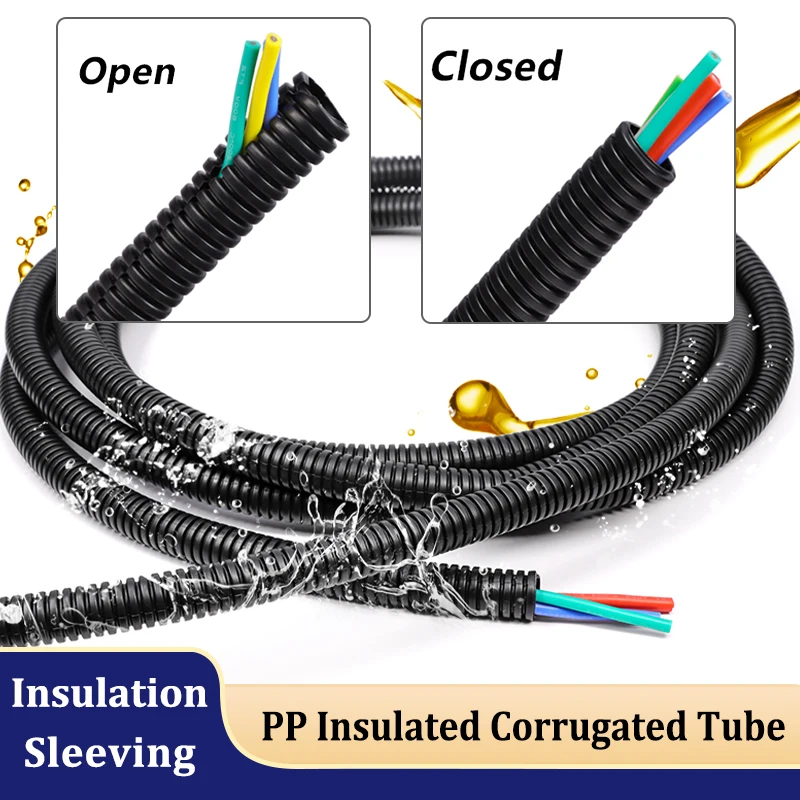 Black PP Insulated Corrugated Pipe AD 7.5/10/11.6/13/28.5/34.5mm Split Loom Tube for Wire Cable Harness Threading Protect Sleeve
Black PP Insulated Corrugated Pipe AD 7.5/10/11.6/13/28.5/34.5mm Split Loom Tube for Wire Cable Harness Threading Protect Sleeve