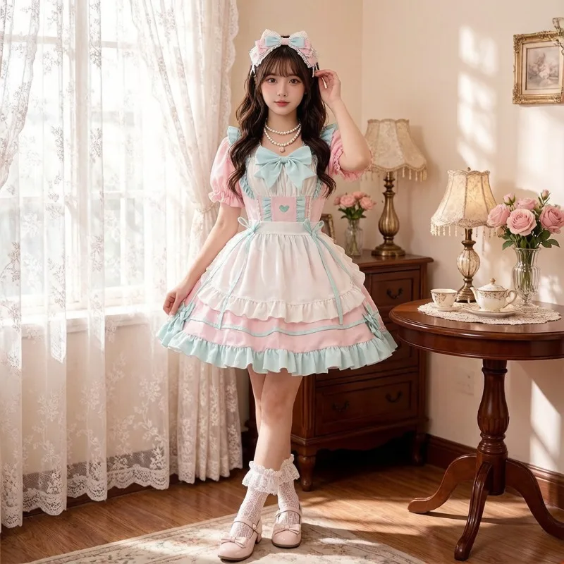 Sweet Lolita Maid Dress Cafe Waitress Uniform Anime Cos Party Costume Soft Style Bow Decor Elegant Vintage Princess Outfit
Sweet Lolita Maid Dress Cafe Waitress Uniform Anime Cos Party Costume Soft Style Bow Decor Elegant Vintage Princess Outfit