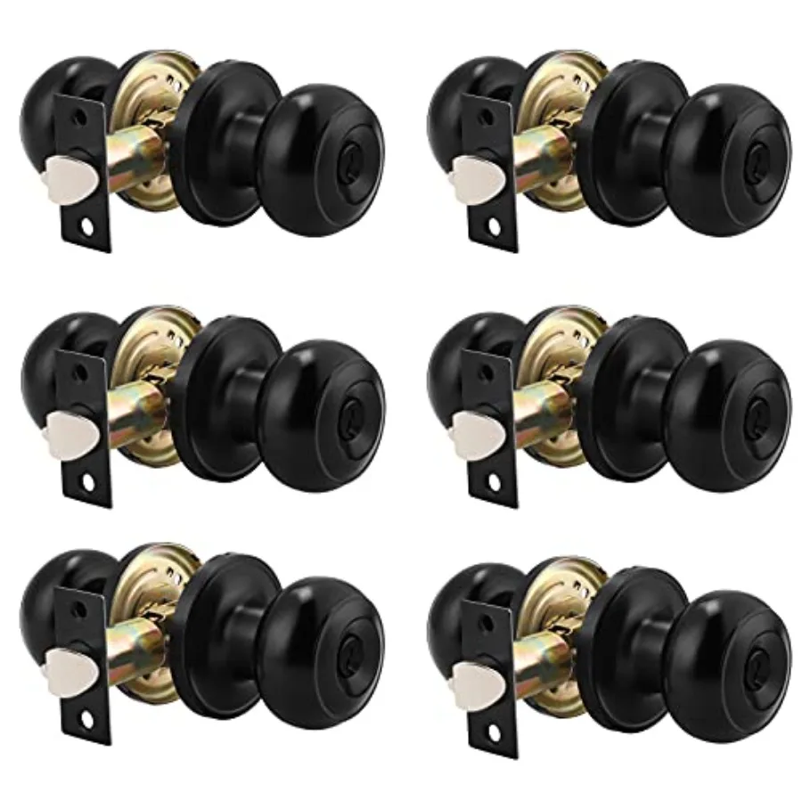 Pack Round Entry Door Knobs Keyed Alike, Exterior/Interior Door Handles Bedroom Bathroom/Front/Offic Doors, Door Lock with Lock
Pack Round Entry Door Knobs Keyed Alike, Exterior/Interior Door Handles Bedroom Bathroom/Front/Offic Doors, Door Lock with Lock