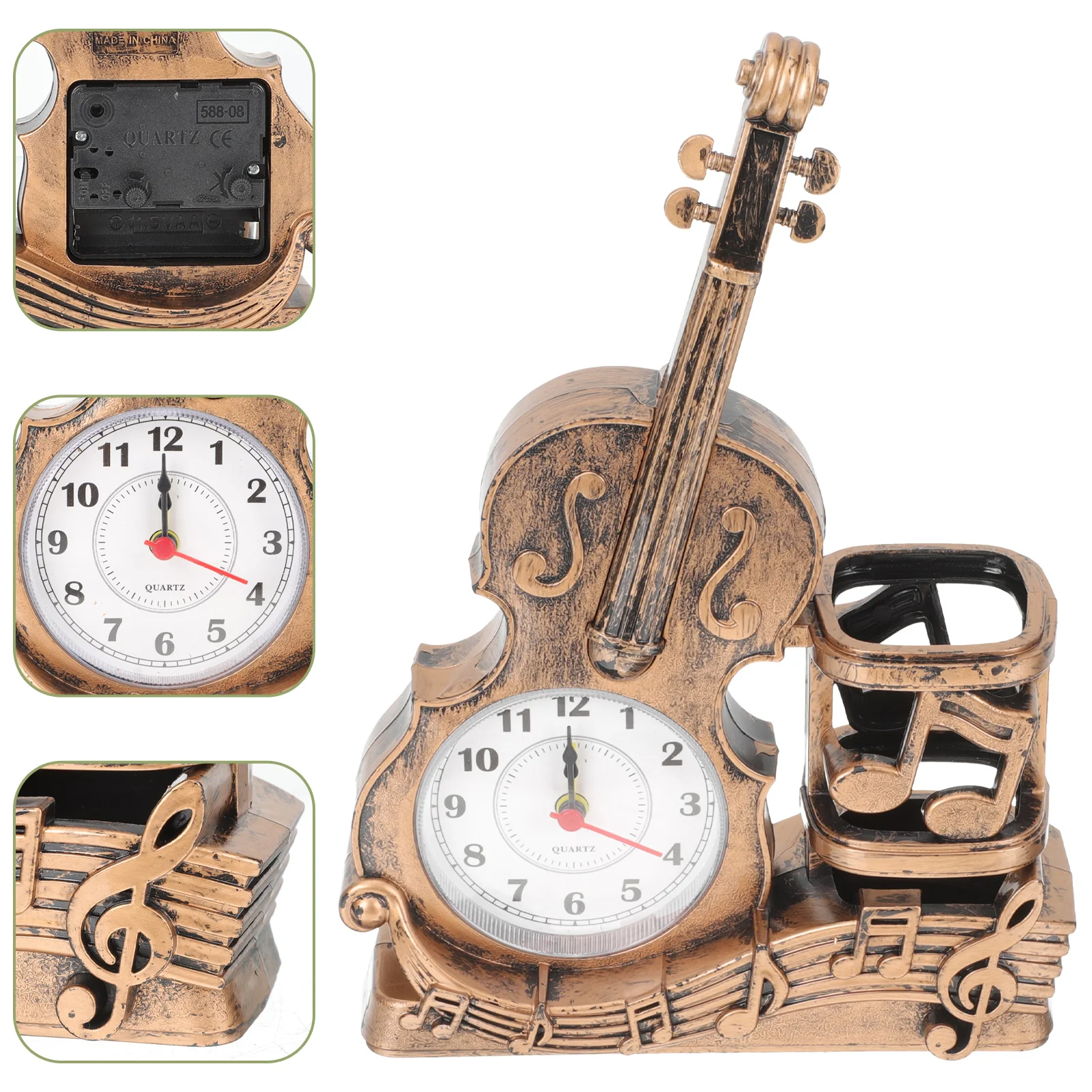 Stylish Violin Table Clock Pen Organizer Functional Decorative Clock for Desk Bookshelf Mantel Display Household Office Decor
Stylish Violin Table Clock Pen Organizer Functional Decorative Clock for Desk Bookshelf Mantel Display Household Office Decor