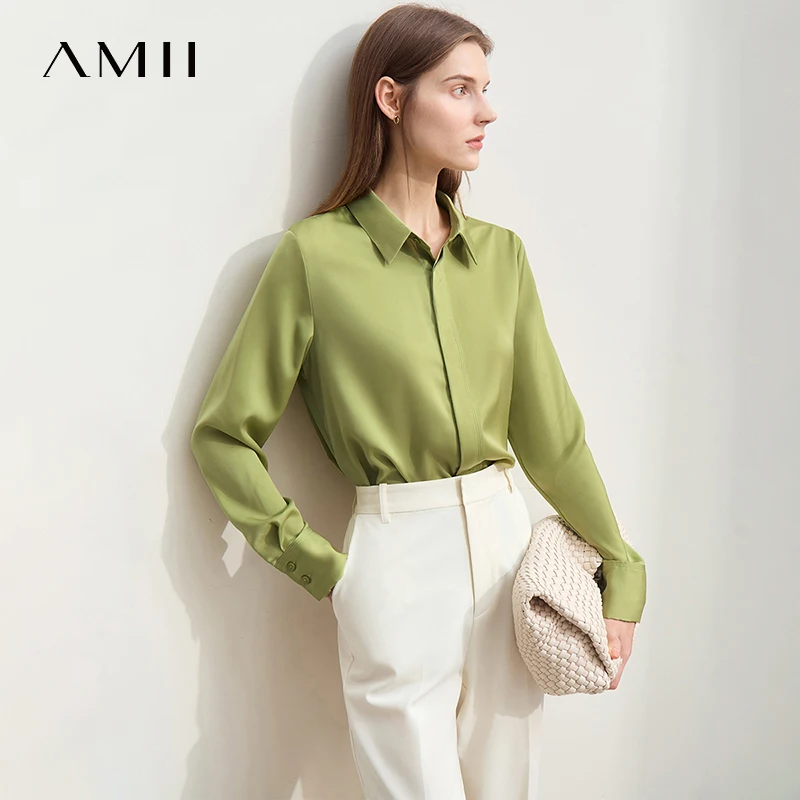 Amii Minimalist Top For Women Solid Color Shirt Soft Light Satin Stylish Slimming Workplace Style French Women Shirt 12521085
Amii Minimalist Top For Women Solid Color Shirt Soft Light Satin Stylish Slimming Workplace Style French Women Shirt 12521085