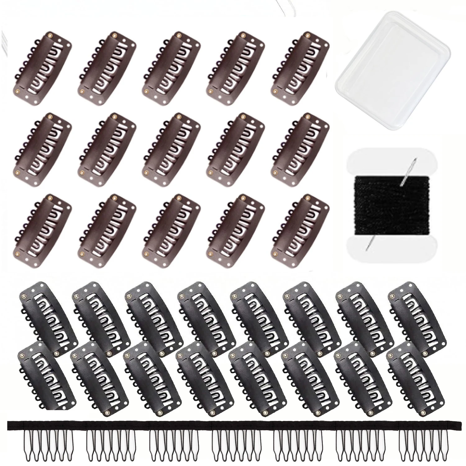 Hair Extension Clips&Wig Combs Set,U Shape Wig Clips with Needle Thread, for Hair Extension Making Accessories Tools
Hair Extension Clips&Wig Combs Set,U Shape Wig Clips with Needle Thread, for Hair Extension Making Accessories Tools