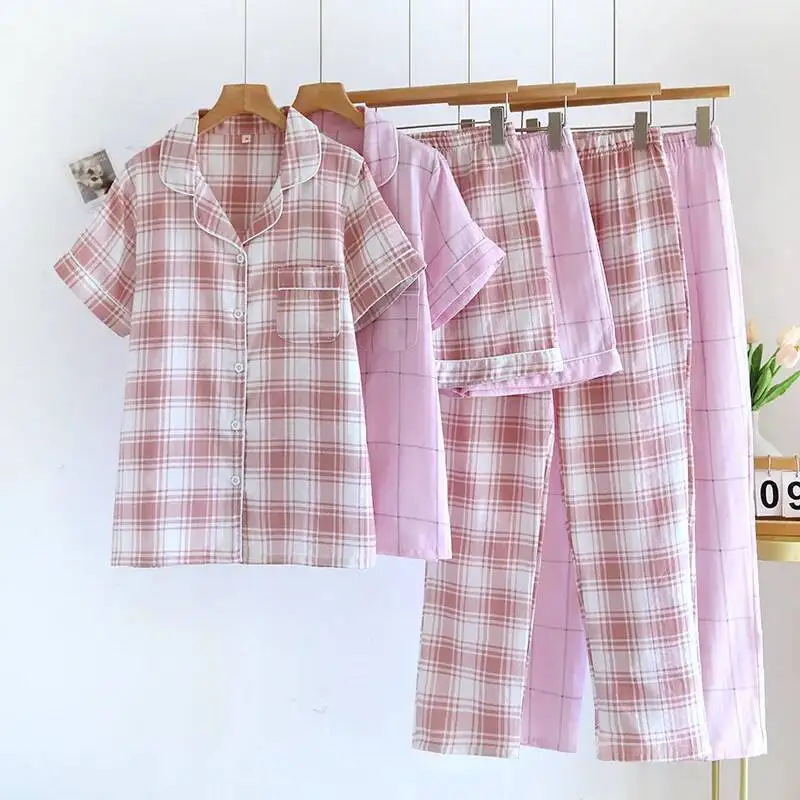 Spring And Summer Thin Cotton Pink Color Three-Piece Set Women's Short Sleeve Shorts Pants Pamas Clothes
Spring And Summer Thin Cotton Pink Color Three-Piece Set Women's Short Sleeve Shorts Pants Pamas Clothes