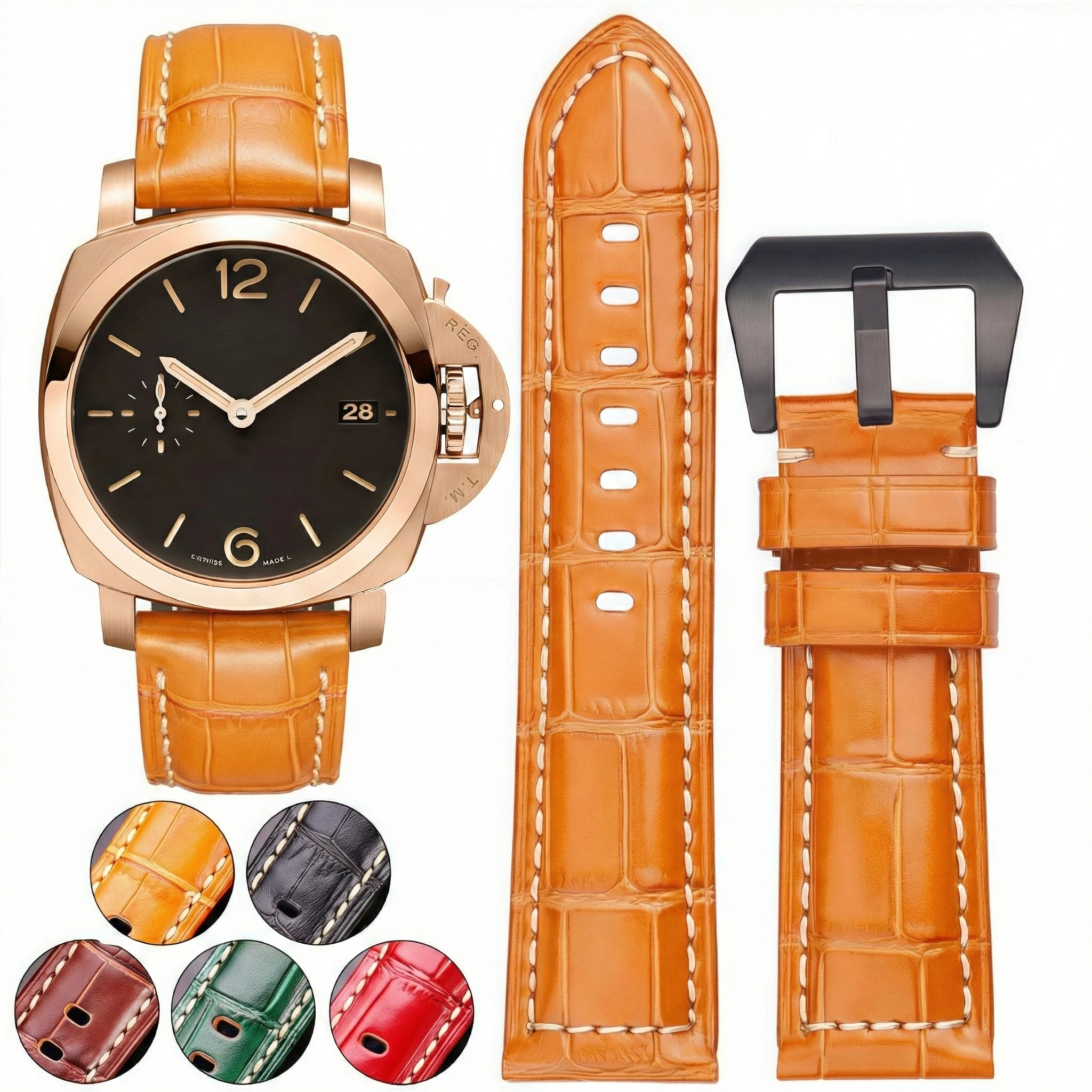 Thick Crocodile Pattern Genuine Leather Watch Band 20mm 22mm 24mm Heavy Duty Strap for Luminor Radiomir Padded Cowhide Belt
Thick Crocodile Pattern Genuine Leather Watch Band 20mm 22mm 24mm Heavy Duty Strap for Luminor Radiomir Padded Cowhide Belt