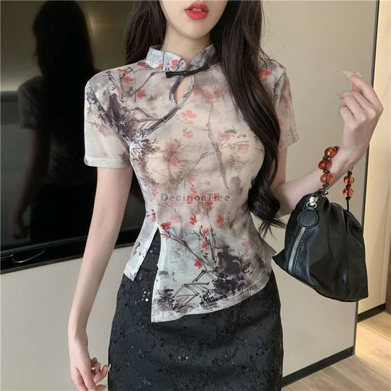 2024 new chinese spicy girl style slim thin qipao top exquisite ink plum blossom printing gauze top retro literature art blouse
2024 new chinese spicy girl style slim thin qipao top exquisite ink plum blossom printing gauze top retro literature art blouse