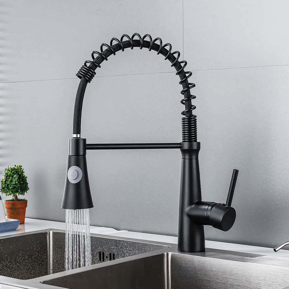 Kitchen Faucets Black Brass Single Handle 360 Rotate Pull Down Spring Hot Cold Water Kitchen Sink Tap Crane AT9268B
Kitchen Faucets Black Brass Single Handle 360 Rotate Pull Down Spring Hot Cold Water Kitchen Sink Tap Crane AT9268B