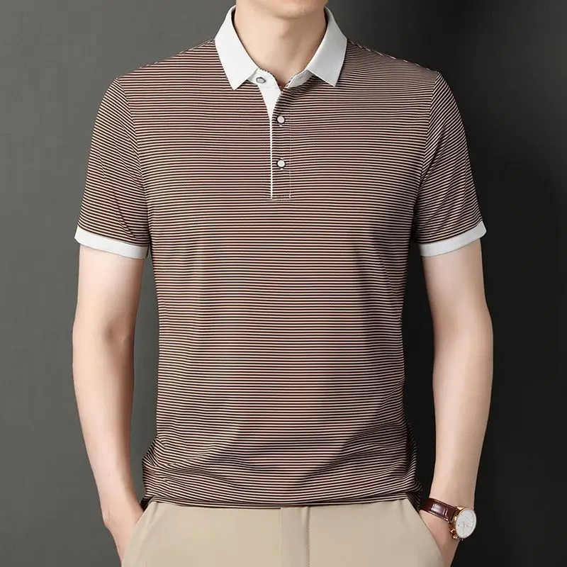 Summer Men New Striped Polo Shirts Social Business Short Sleeve Male Clothes Cotton T-shirt Streetwear Fashion Casual Basic Tops
Summer Men New Striped Polo Shirts Social Business Short Sleeve Male Clothes Cotton T-shirt Streetwear Fashion Casual Basic Tops