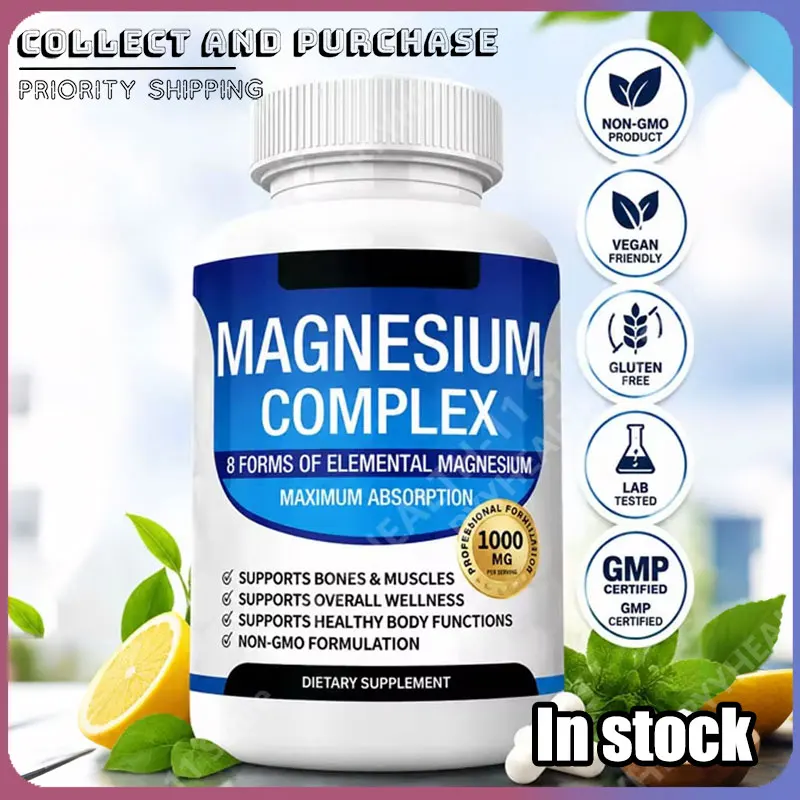 Magnesium Complex with Glycinate Citrate Malate Multiple Magnesium Forms 1000mg Daily Mineral Supplement Capsules
Magnesium Complex with Glycinate Citrate Malate Multiple Magnesium Forms 1000mg Daily Mineral Supplement Capsules