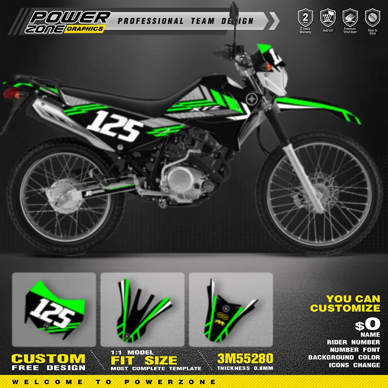 PowerZone Custom Graphics Decals Sticker Kit DECO Dekor For YAMAHA XTZ125 Customized Rider ID Number Name 02
PowerZone Custom Graphics Decals Sticker Kit DECO Dekor For YAMAHA XTZ125 Customized Rider ID Number Name 02
