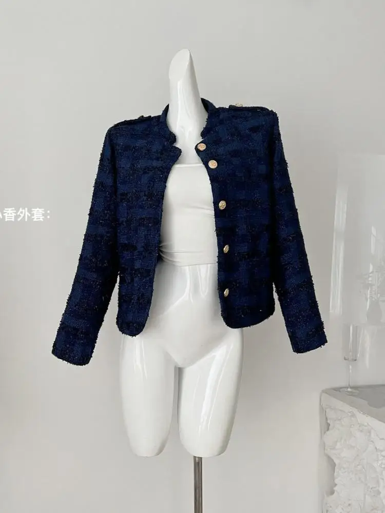 French Vintage 2024 Autumn Winter New Women's Fashion Elegant Long Sleeved Small Fragrant Style Blue Single Breasted Short Coat
French Vintage 2024 Autumn Winter New Women's Fashion Elegant Long Sleeved Small Fragrant Style Blue Single Breasted Short Coat
